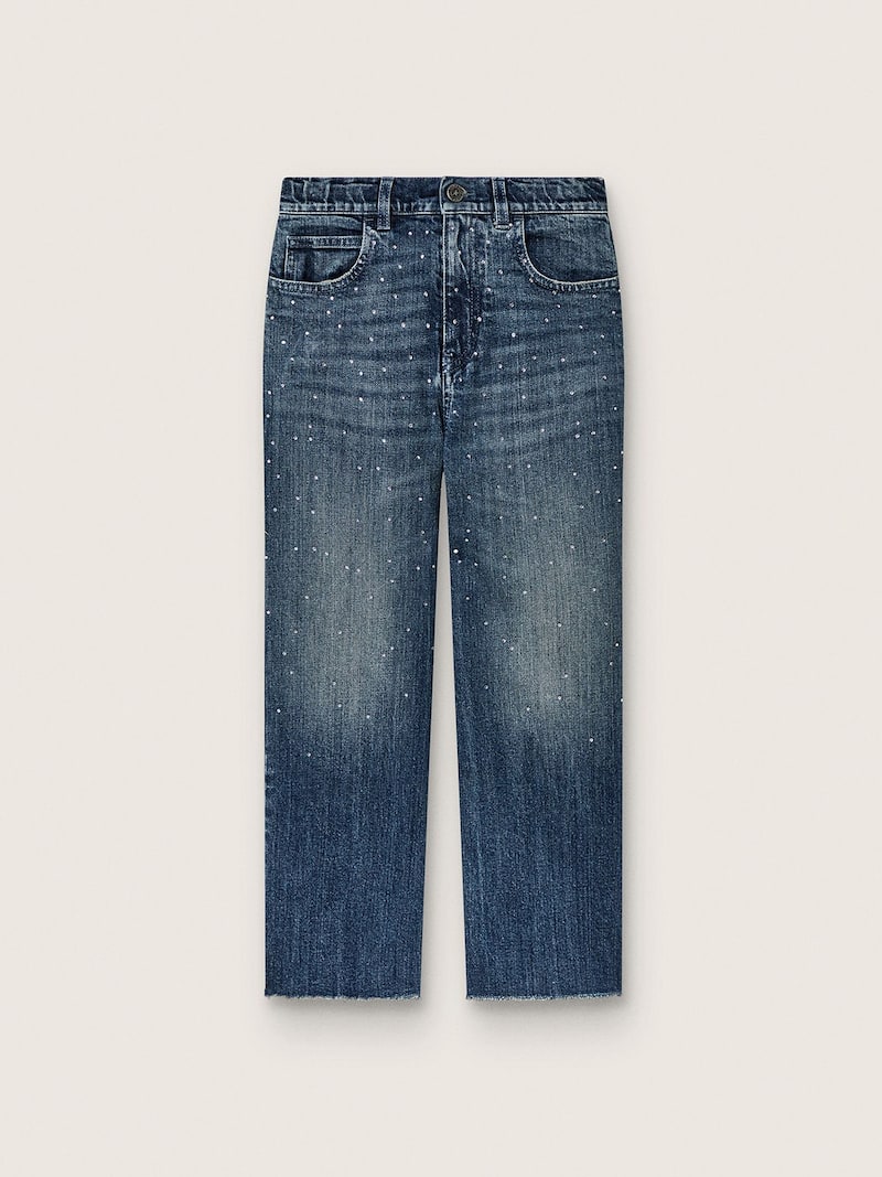 Jeans bootcut Infantil Feminino Journey azul com strass degrad&ecirc;