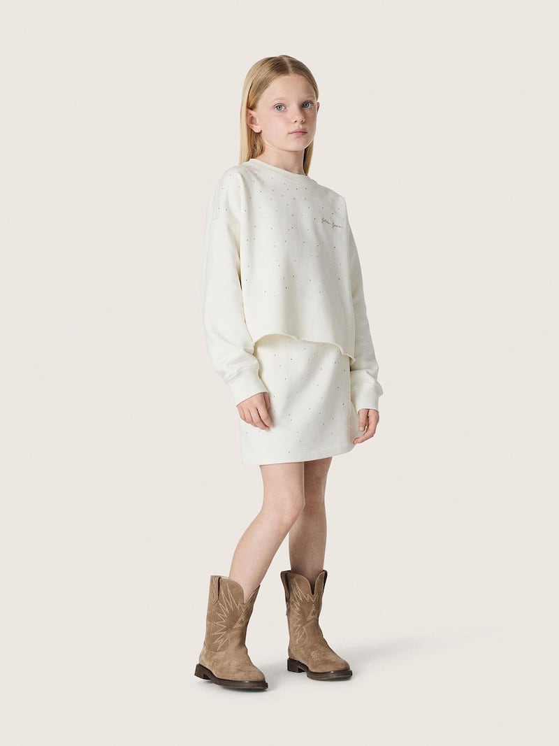 Golden Goose - Sudadera de ni&ntilde;a Journey en algod&oacute;n blanco con cristales aplicados y logotipo in 