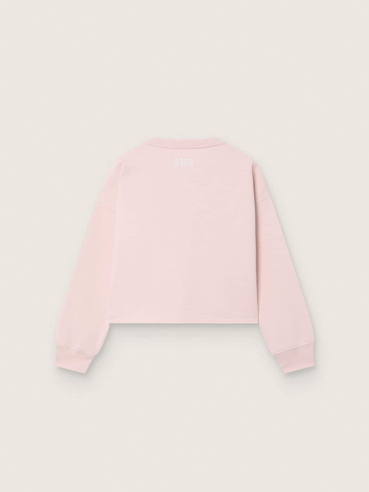 Felpa crop da Bambina Star in cotone rosa con patch e logo