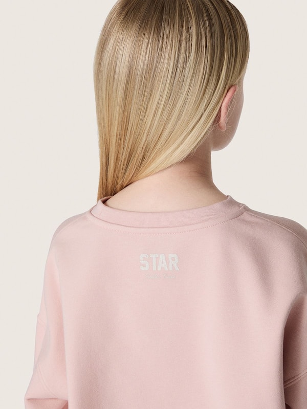 Golden Goose - Felpa crop da Bambina Star in cotone rosa con patch e logo in 