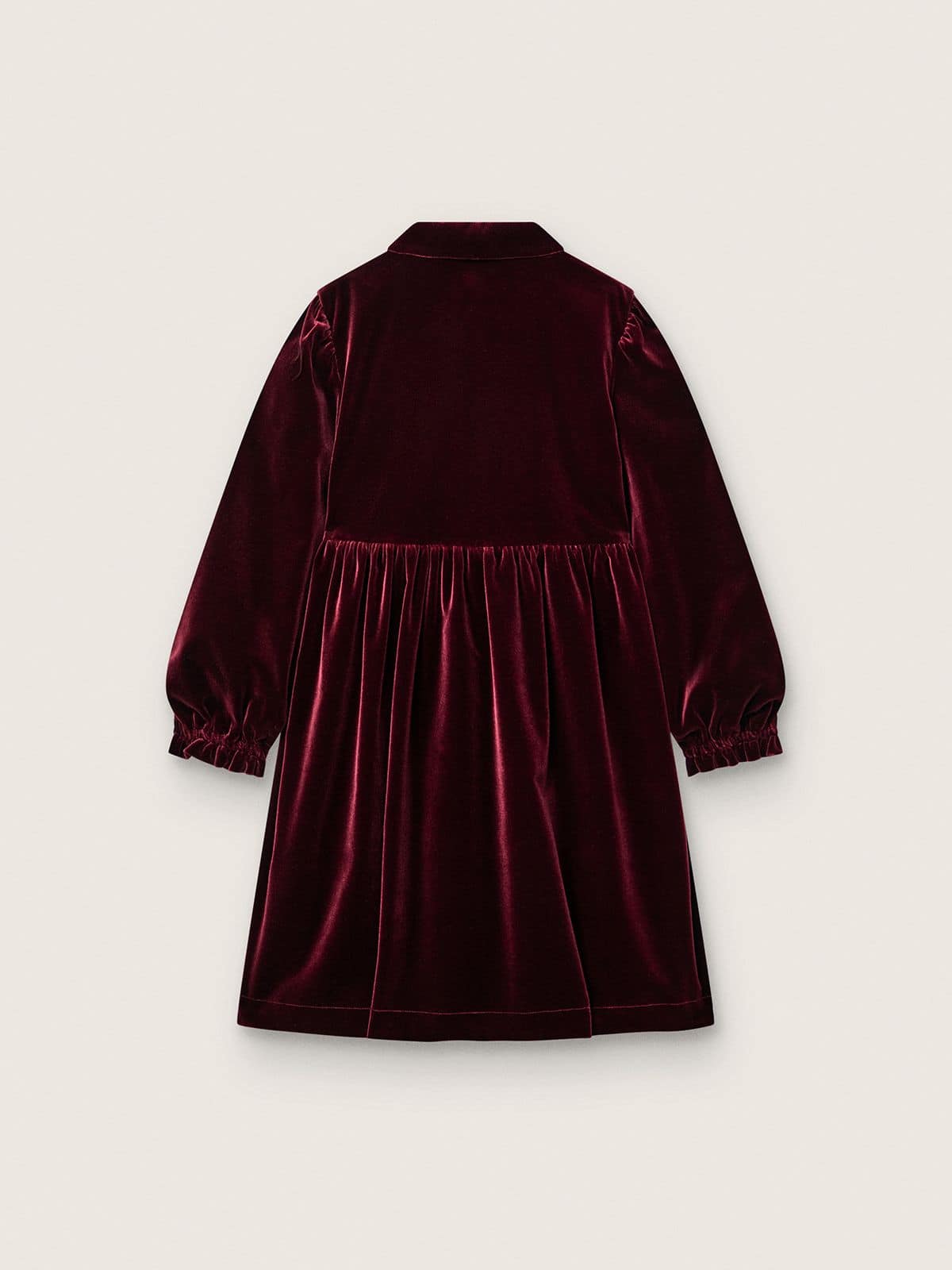 Golden Goose - Girls’ burgundy velvet-effect dress with embroidery on the front in 