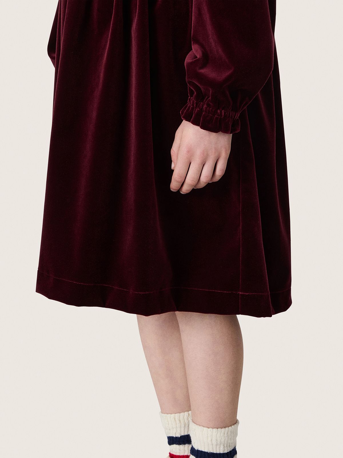 Golden Goose - Girls’ burgundy velvet-effect dress with embroidery on the front in