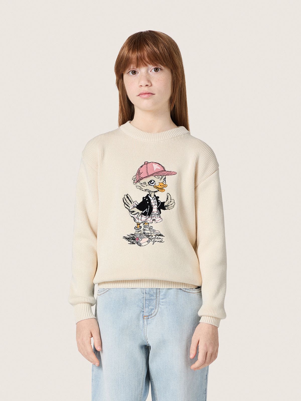 Golden Goose - Jersey de ni&ntilde;a Golden en hilado de algod&oacute;n blanco con bordado de mascota in 
