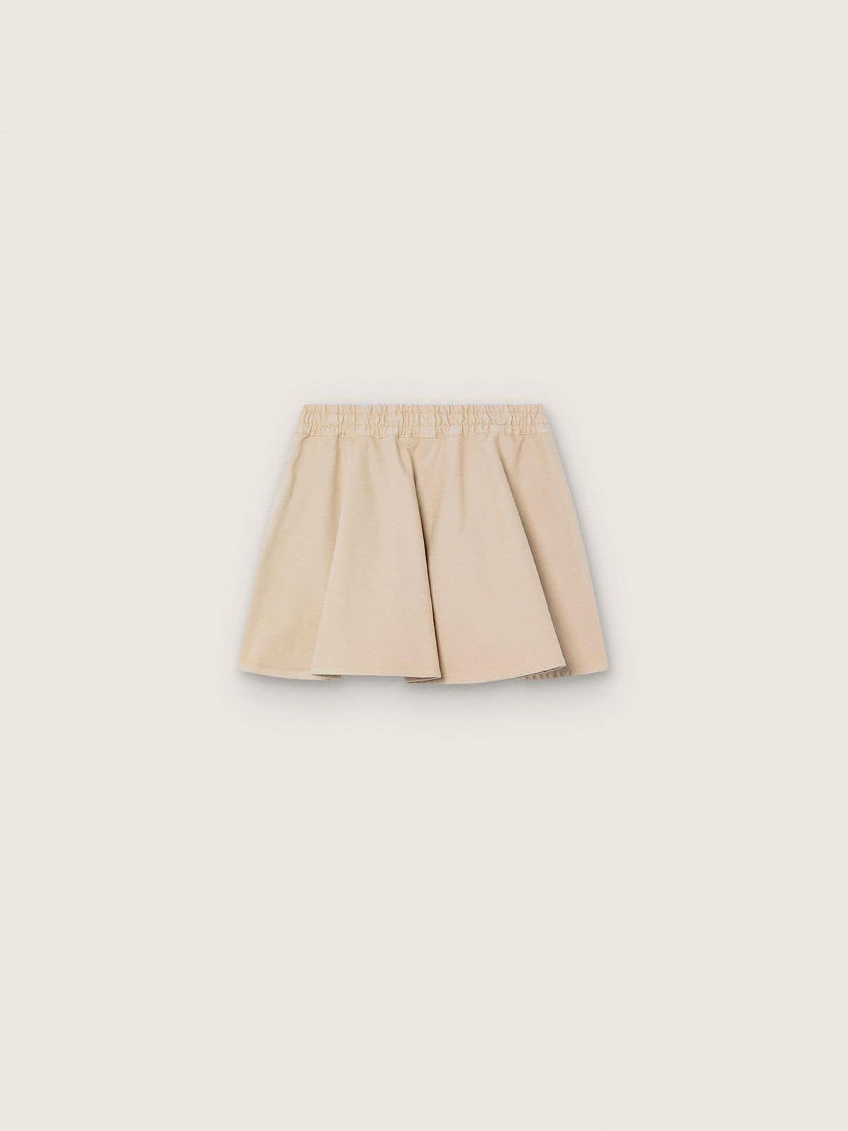 Minissaia Infantil Feminina Journey de gabardine de algod&atilde;o bege com estampa