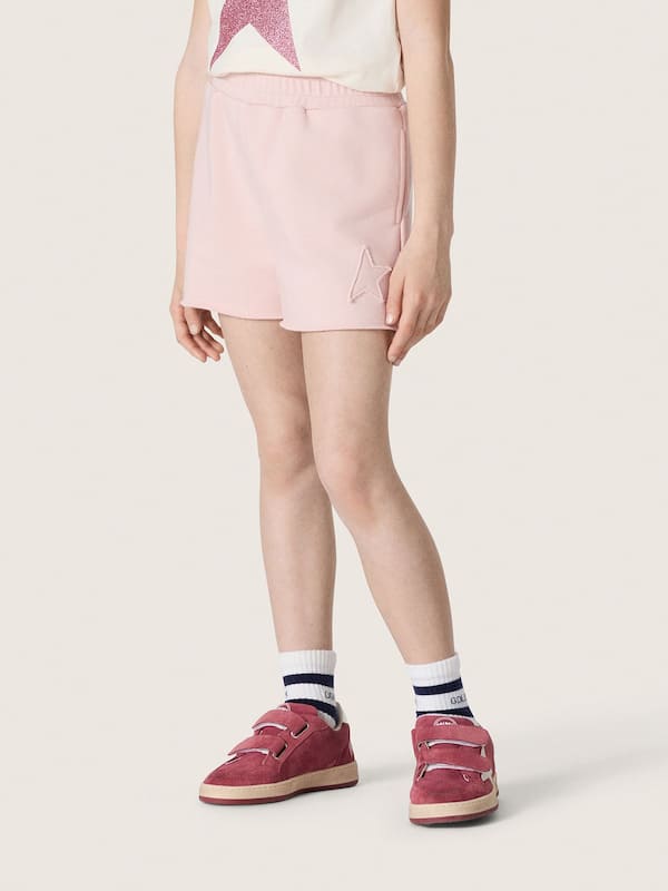Golden Goose - Rosa M&auml;dchenshorts Star aus Baumwolle mit Patch und Logo in 