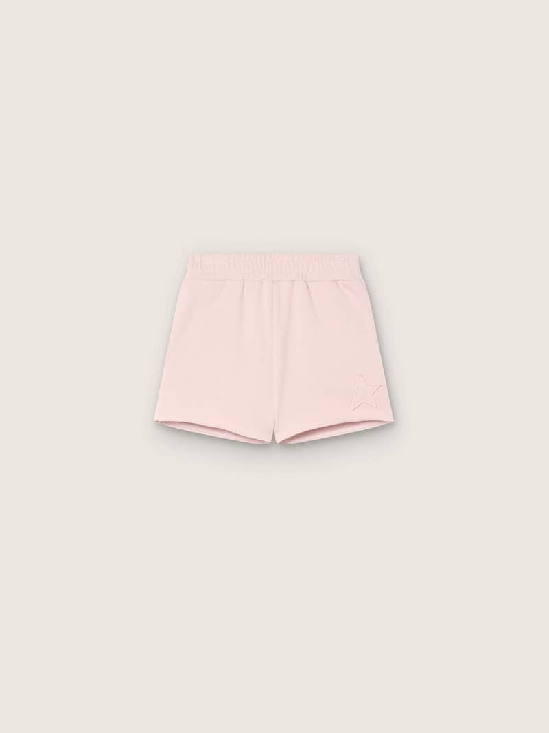 Star girls’ shorts in pink cotton with patch and logo