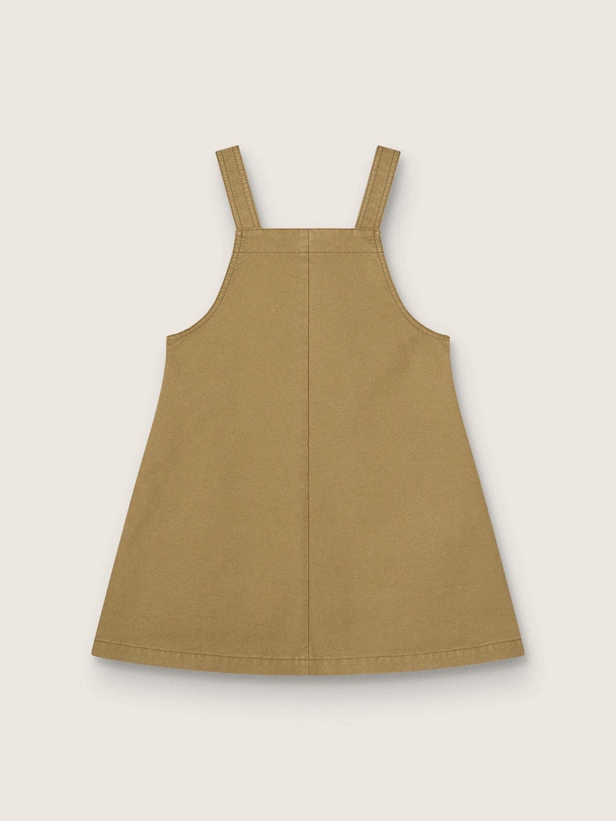 Girls' beige cotton jumper dress with embroidery