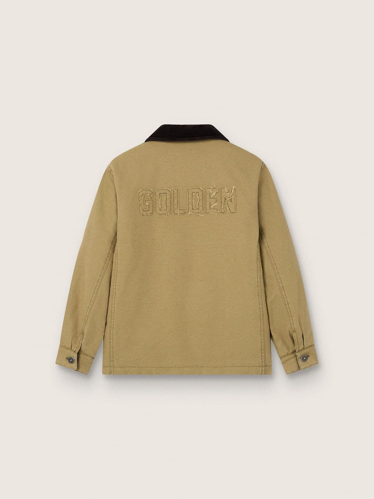 Golden Goose - Giacca imbottita kids in cotone beige con ricamo e patch in 