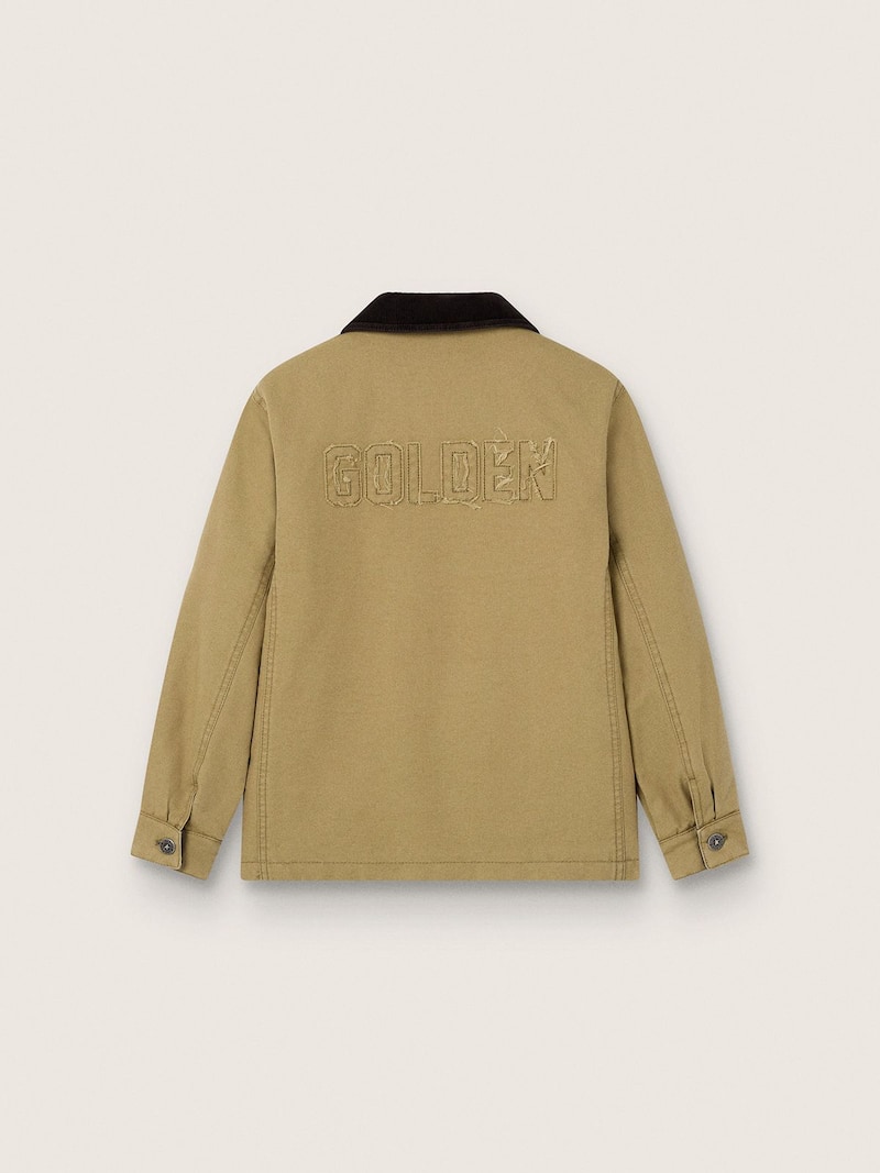 Golden Goose - Kids&rsquo; padded jacket in beige cotton with embroidery and patch in 