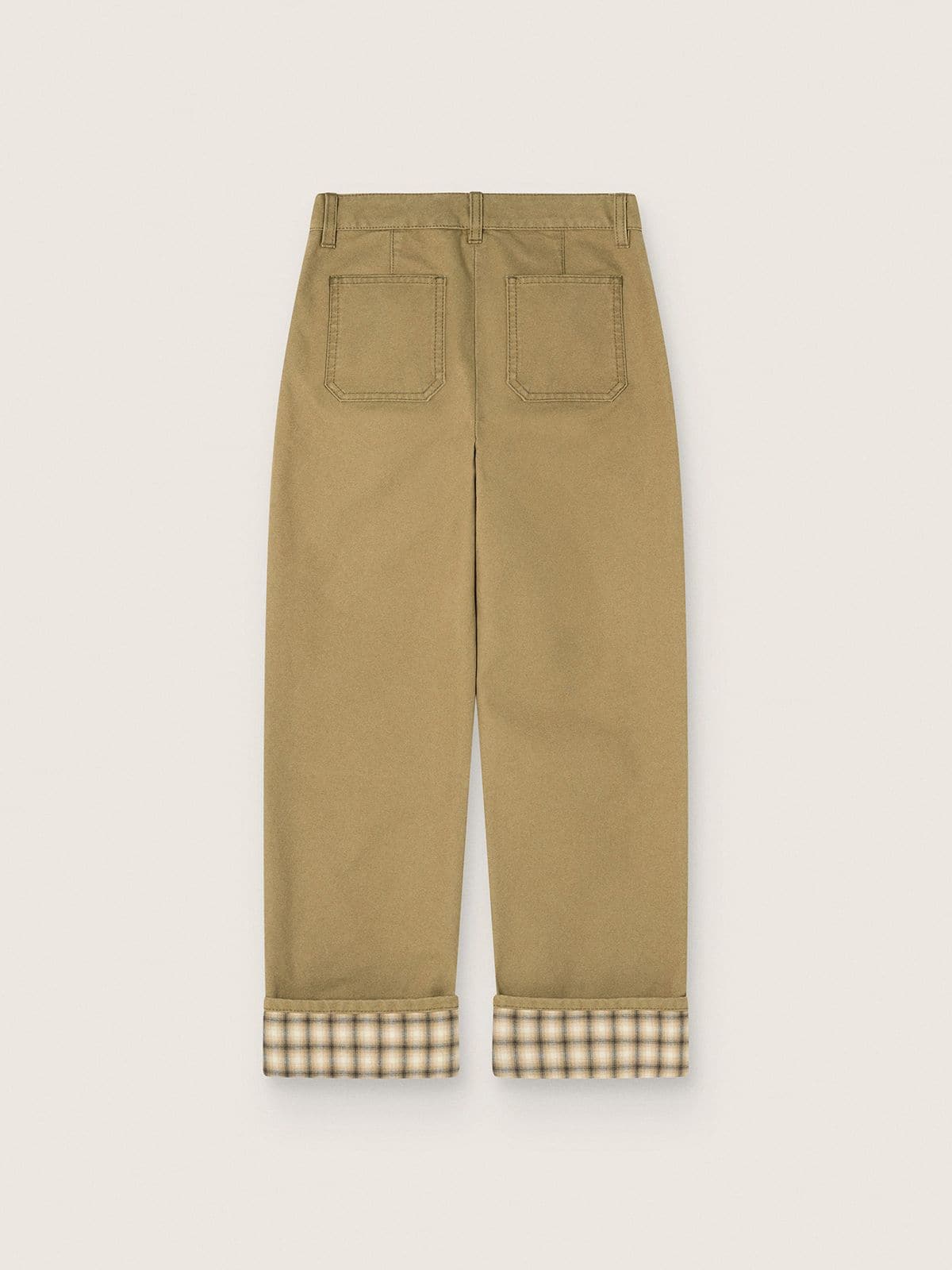 Golden Goose - Pantaloni chino kids in cotone beige con risvolto a quadri in 