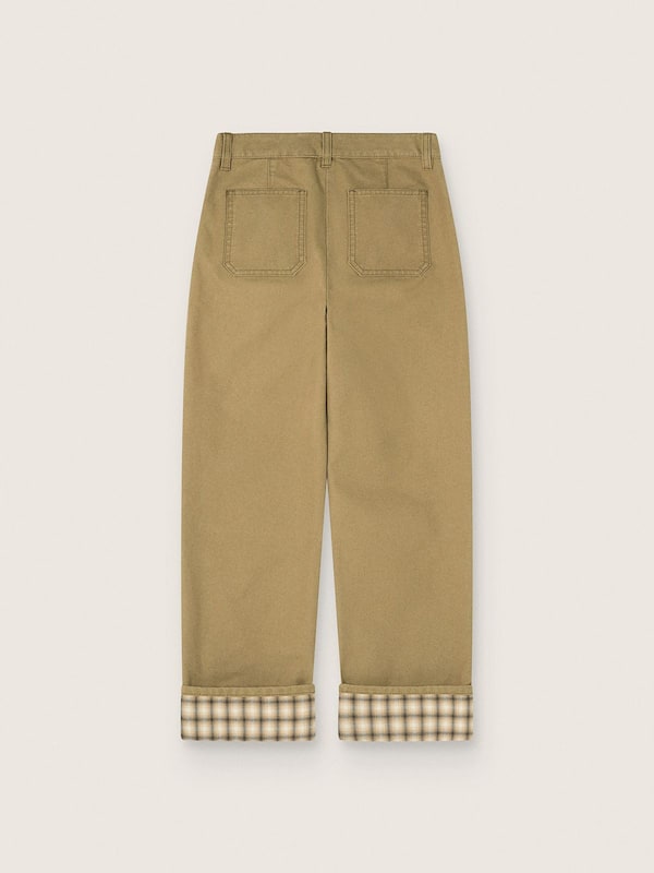 Kids&rsquo; chino pants in beige cotton with check turn-ups