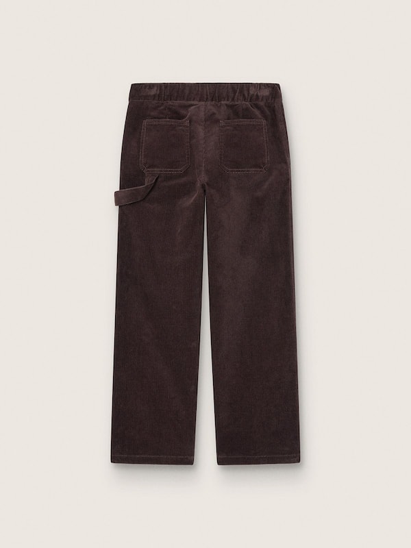 Kids' chinos in brown corduroy with embroidery