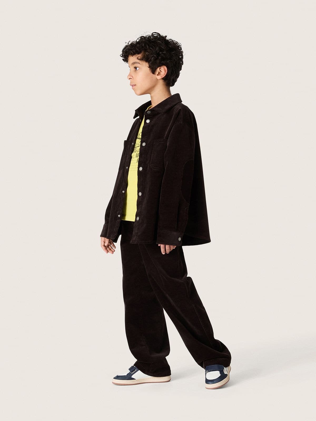 Pantaloni chino kids in velluto a coste marrone con ricamo