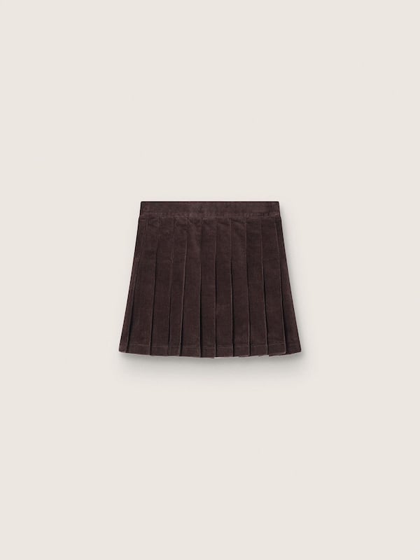 Girls&rsquo; brown pleated corduroy skirt