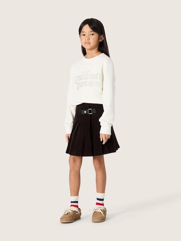 Girls&rsquo; brown pleated corduroy skirt