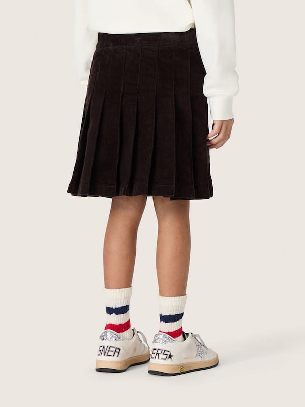Golden Goose - Girls&rsquo; brown pleated corduroy skirt in 