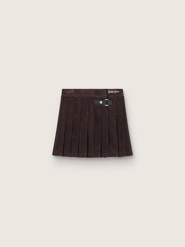 Golden Goose - Girls&rsquo; brown pleated corduroy skirt in 