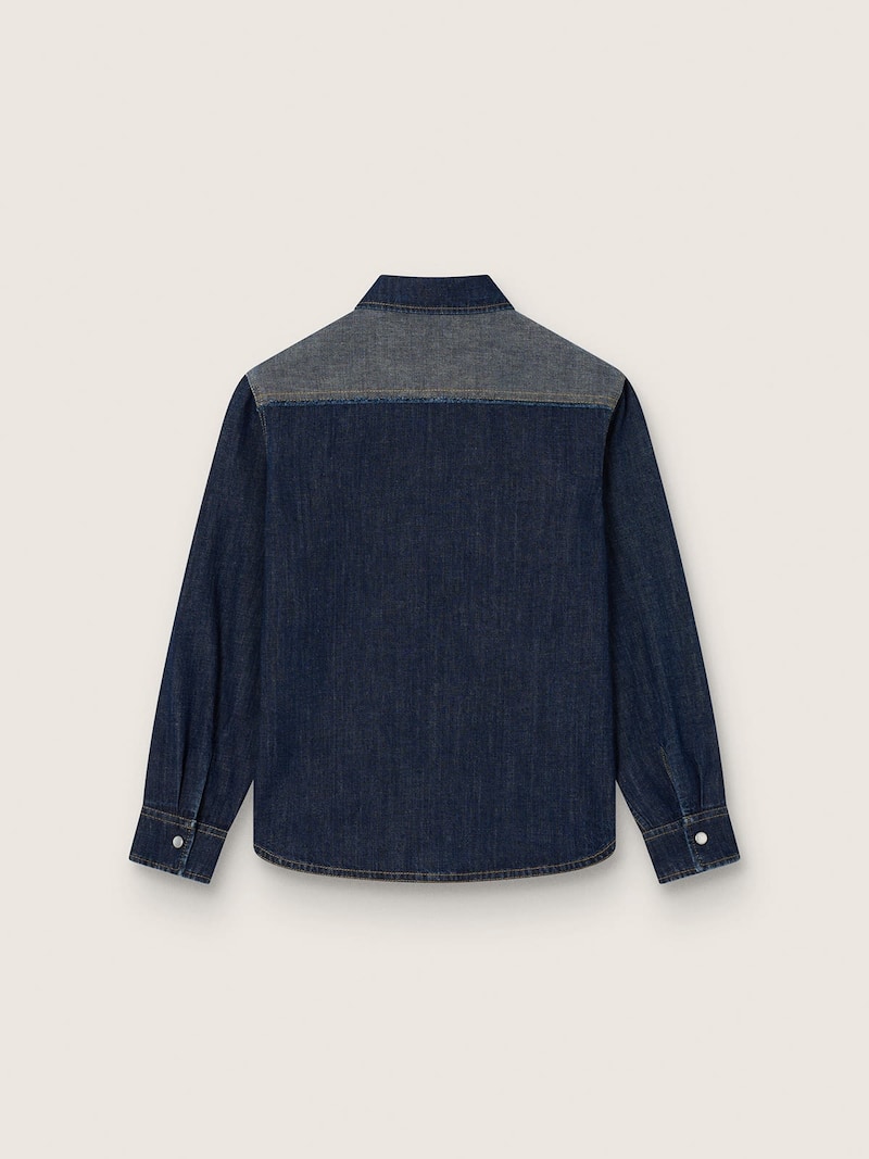 Golden Goose - Kids&rsquo; shirt in blue chambray with reverse details and embroidered logo in 