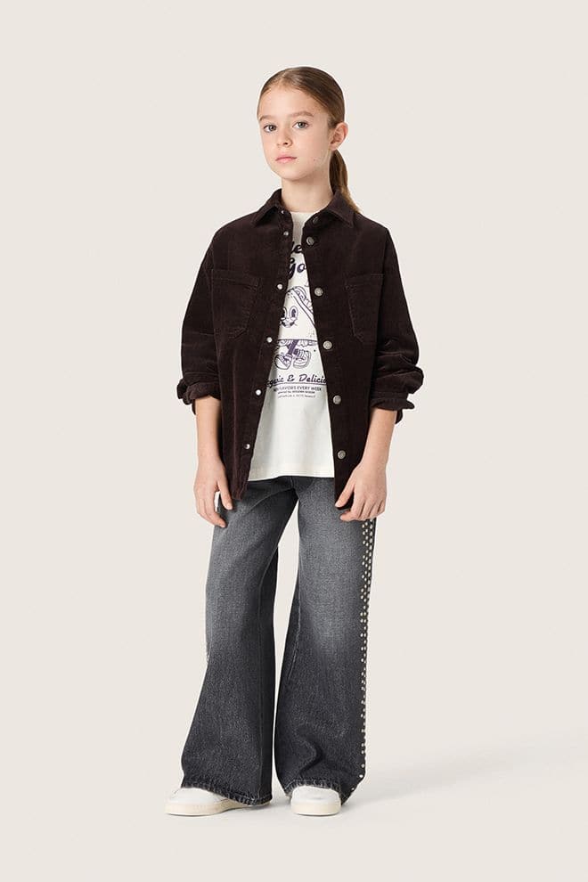 Golden Goose - M&auml;dchen-Bootcut-Jeans aus grauer Baumwolle mit Nieten in 