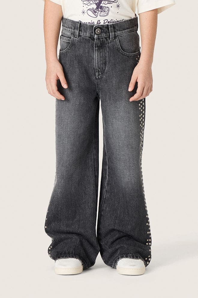 Golden Goose - M&auml;dchen-Bootcut-Jeans aus grauer Baumwolle mit Nieten in 