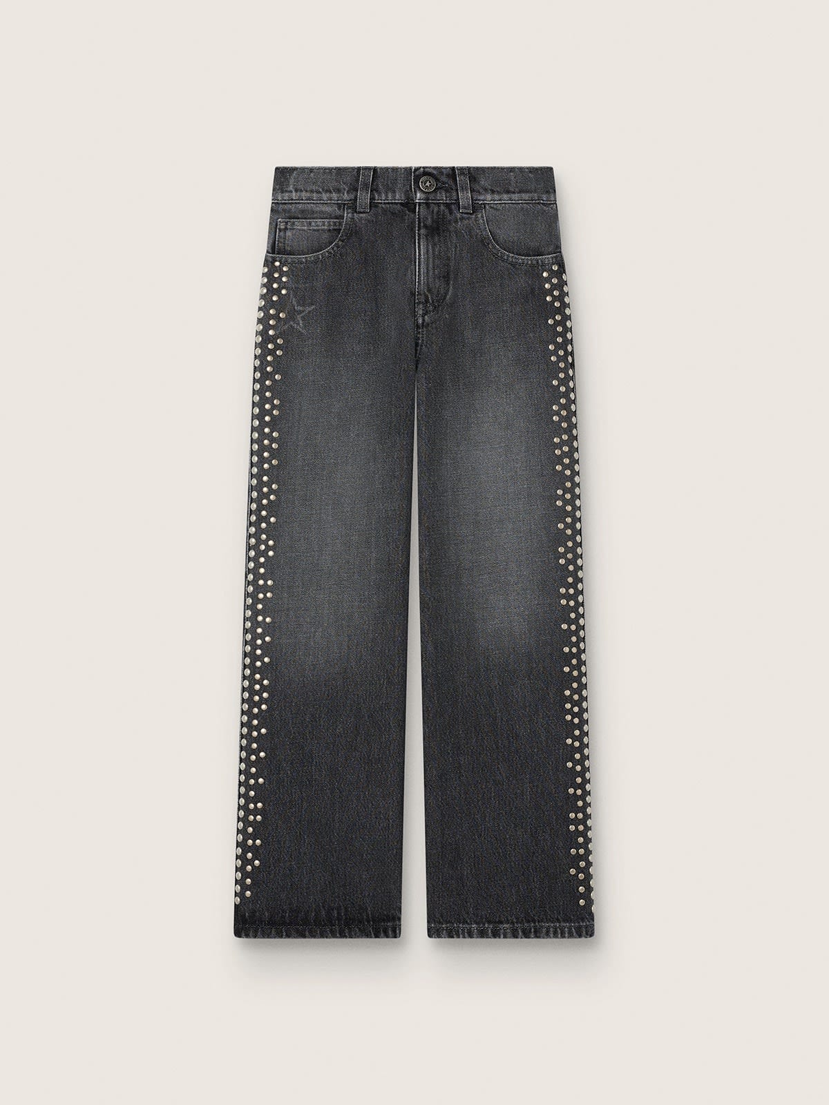 Golden Goose - Vaqueros bootcut de ni&ntilde;a de algod&oacute;n gris con tachas in 