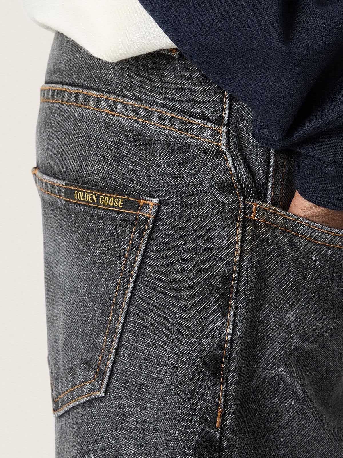 Golden Goose - Vaqueros de ni&ntilde;o con pernera recta de algod&oacute;n gris con efecto manchado in 