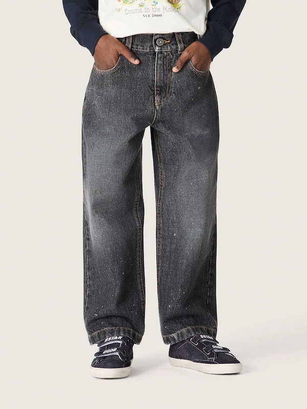 Golden Goose - Jean droit gar&ccedil;on en coton gris avec effet tachet&eacute; in 