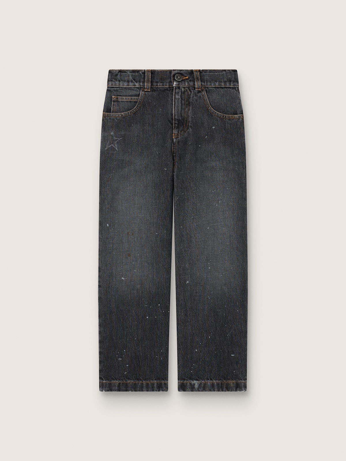 Golden Goose - Vaqueros de ni&ntilde;o con pernera recta de algod&oacute;n gris con efecto manchado in 