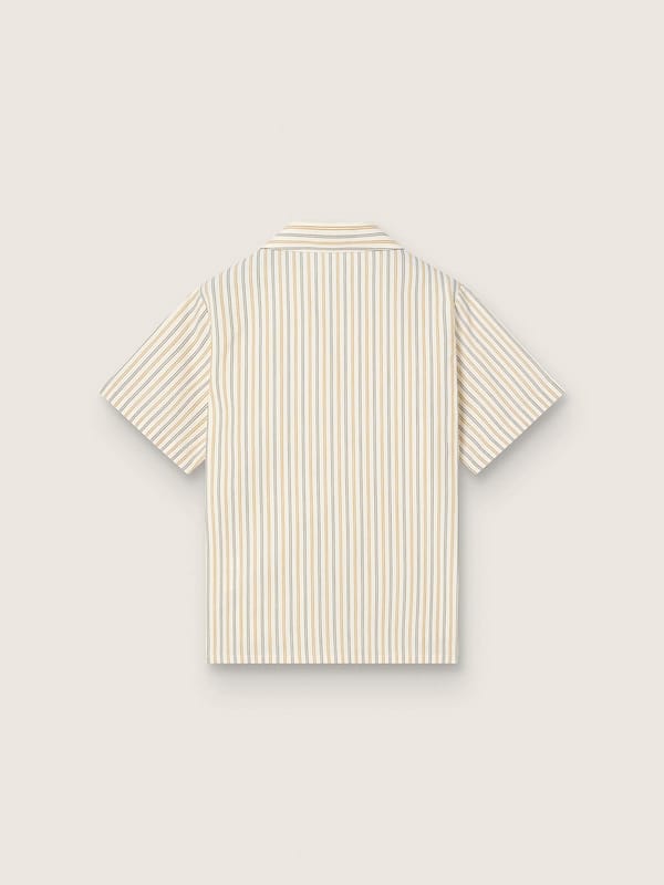Boys&rsquo; striped ecru, beige and gray shirt with Frutteria Golden embroidery