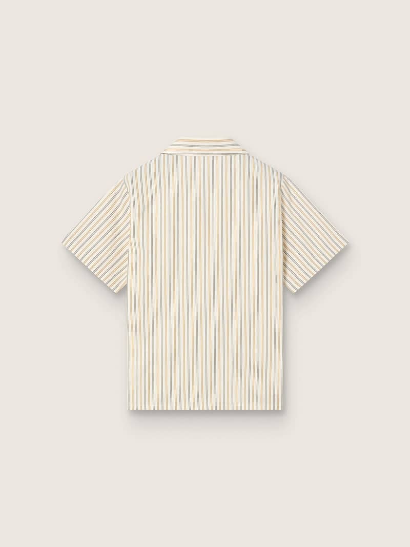 Golden Goose - Boys&rsquo; striped ecru, beige and gray shirt with Frutteria Golden embroidery in 