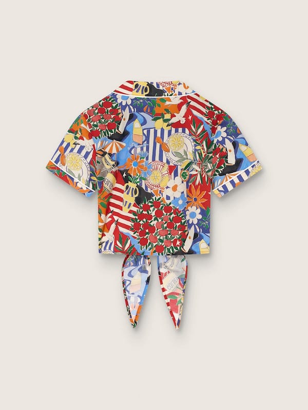 Camicia da bambina con stampa multicolor