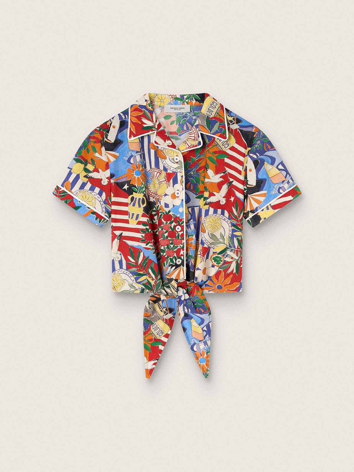 Golden Goose - Camicia da bambina con stampa multicolor in 