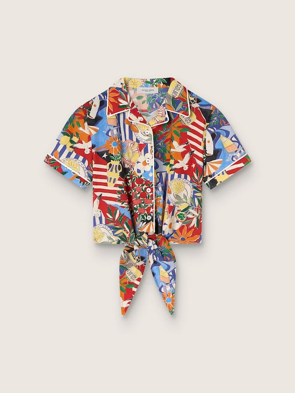 Camicia da bambina con stampa multicolor
