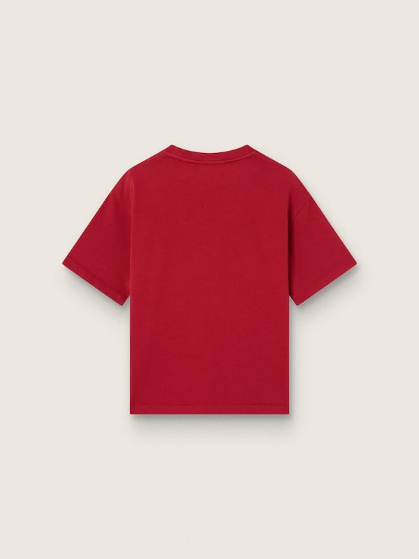 Kids' T-shirt in red cotton jersey with print