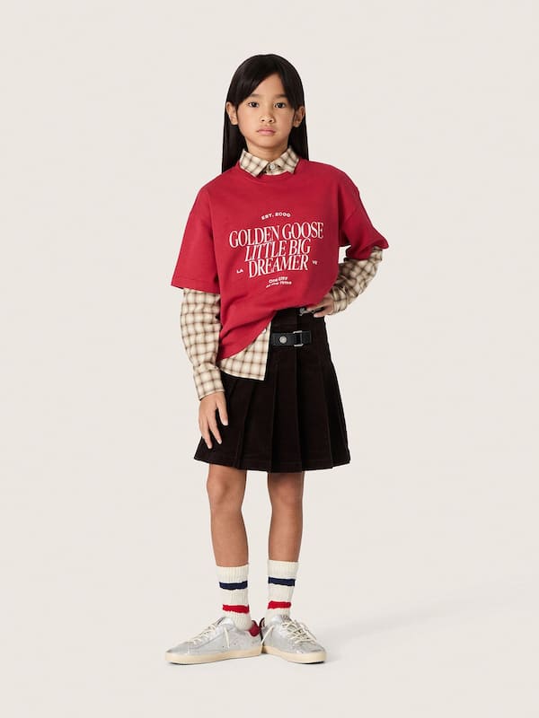 Kids' T-shirt in red cotton jersey with print