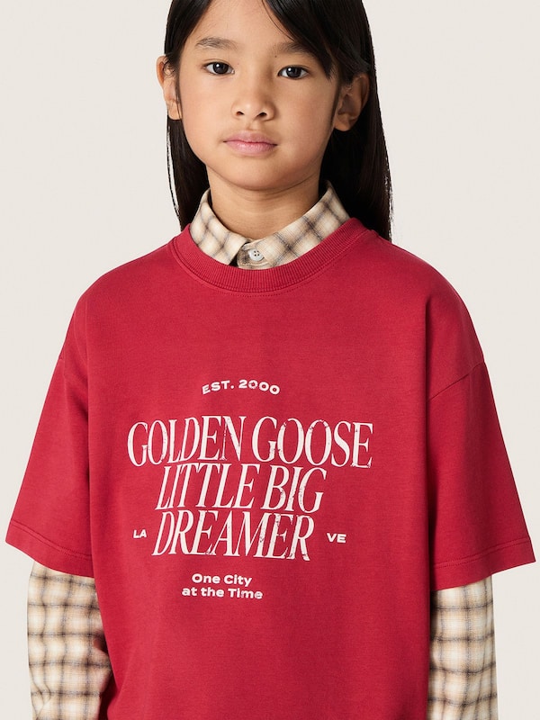 Golden Goose - Kids' T-shirt in red cotton jersey with print in 