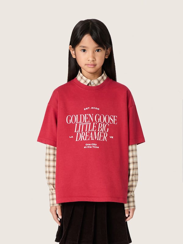 Golden Goose - Kids' T-shirt in red cotton jersey with print in 
