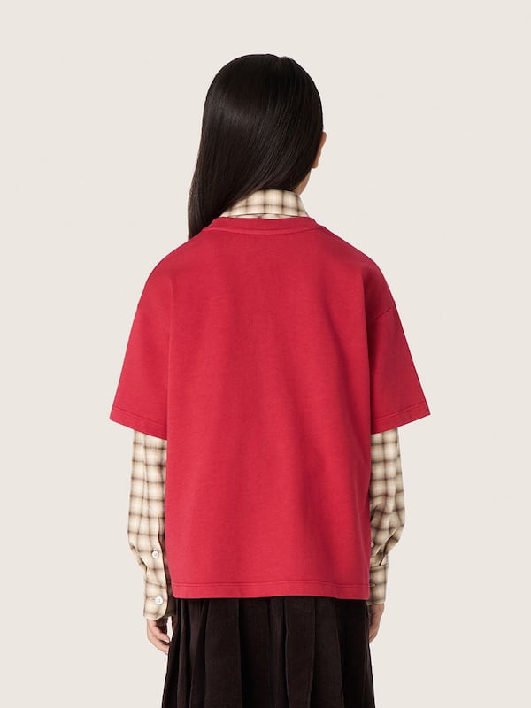 Golden Goose - Kids' T-shirt in red cotton jersey with print in 