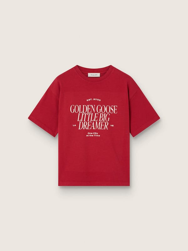 Golden Goose - Kids' T-shirt in red cotton jersey with print in 