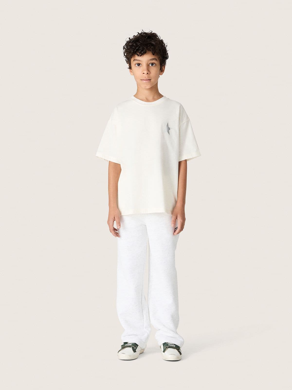 Golden Goose - Kinder-T-Shirt aus wei&szlig;er Baumwolle mit silberfarbenem Print in 