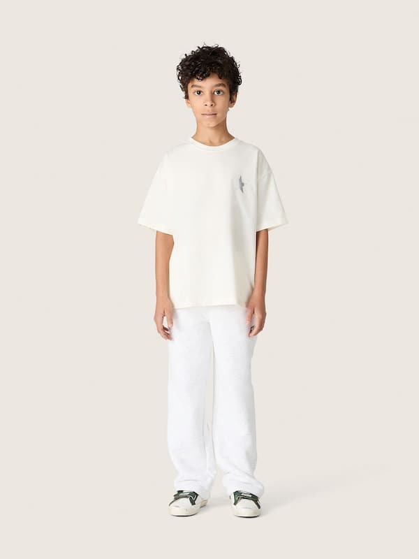 Golden Goose - Kids' white cotton T-shirt with silver print in 