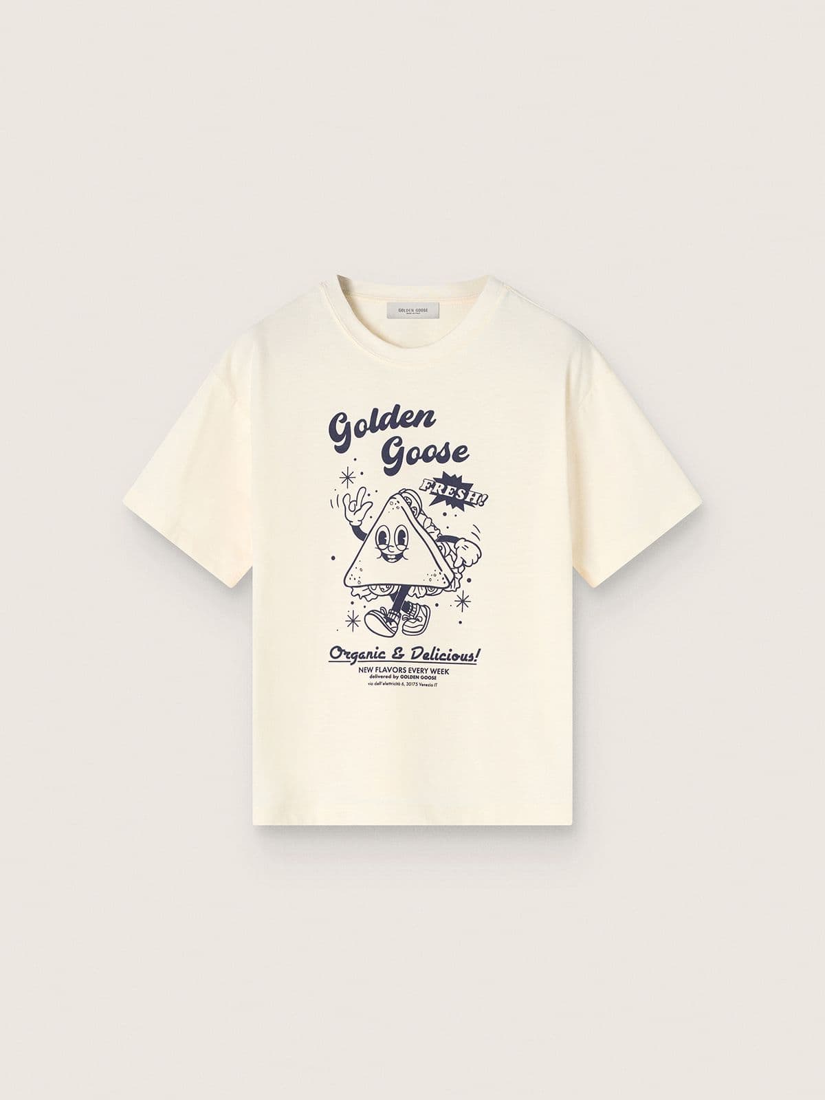 Kids&rsquo; T-shirt in white cotton jersey with print