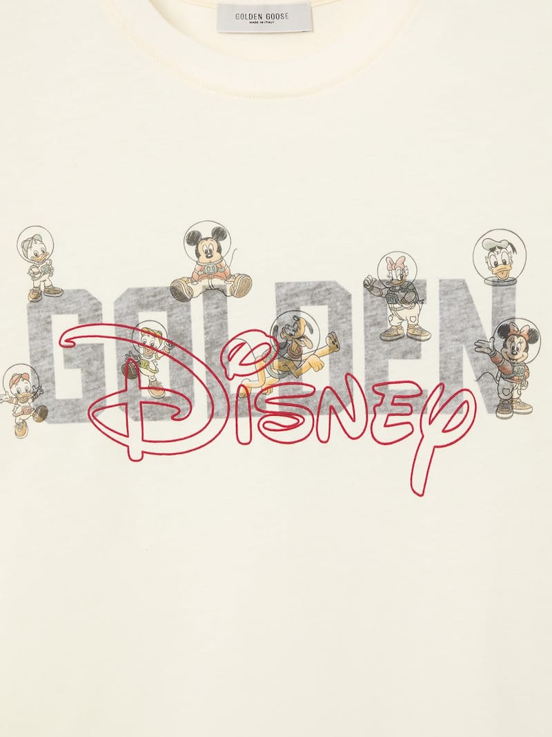 Golden Goose - Disney | Golden Goose Kids-Oversize-T-Shirt in Altwei&szlig; mit Logos und Zeichnungen in 