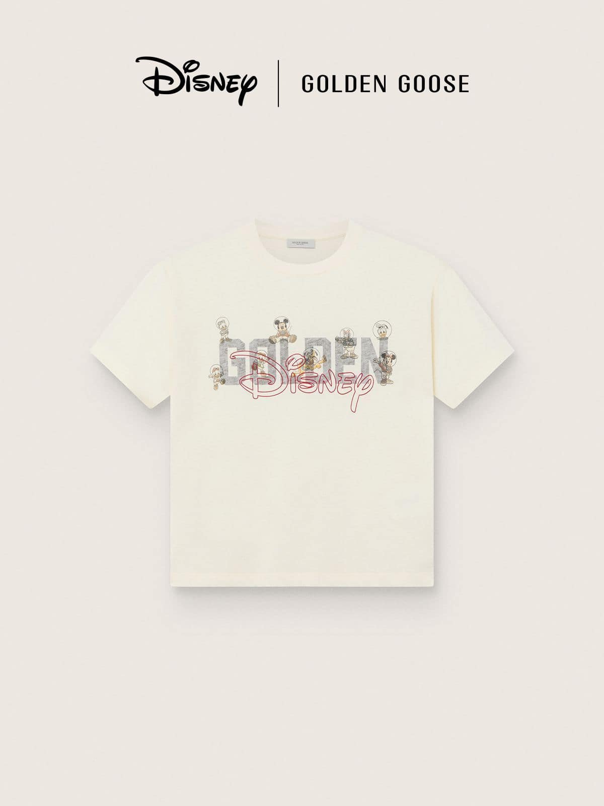 Golden Goose Disney | Golden Goose Camiseta infantil oversized branco desgastado com logos e desenhos Roupas de cima (4-12 years) white kids