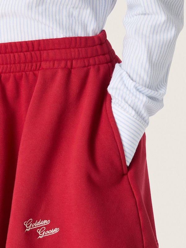 Golden Goose - Jupe fille en molleton de coton rouge avec broderie in 