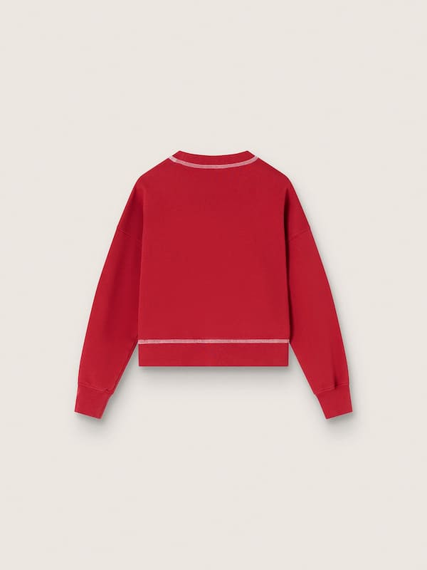 Girls&rsquo; cropped sweatshirt in red cotton with logo