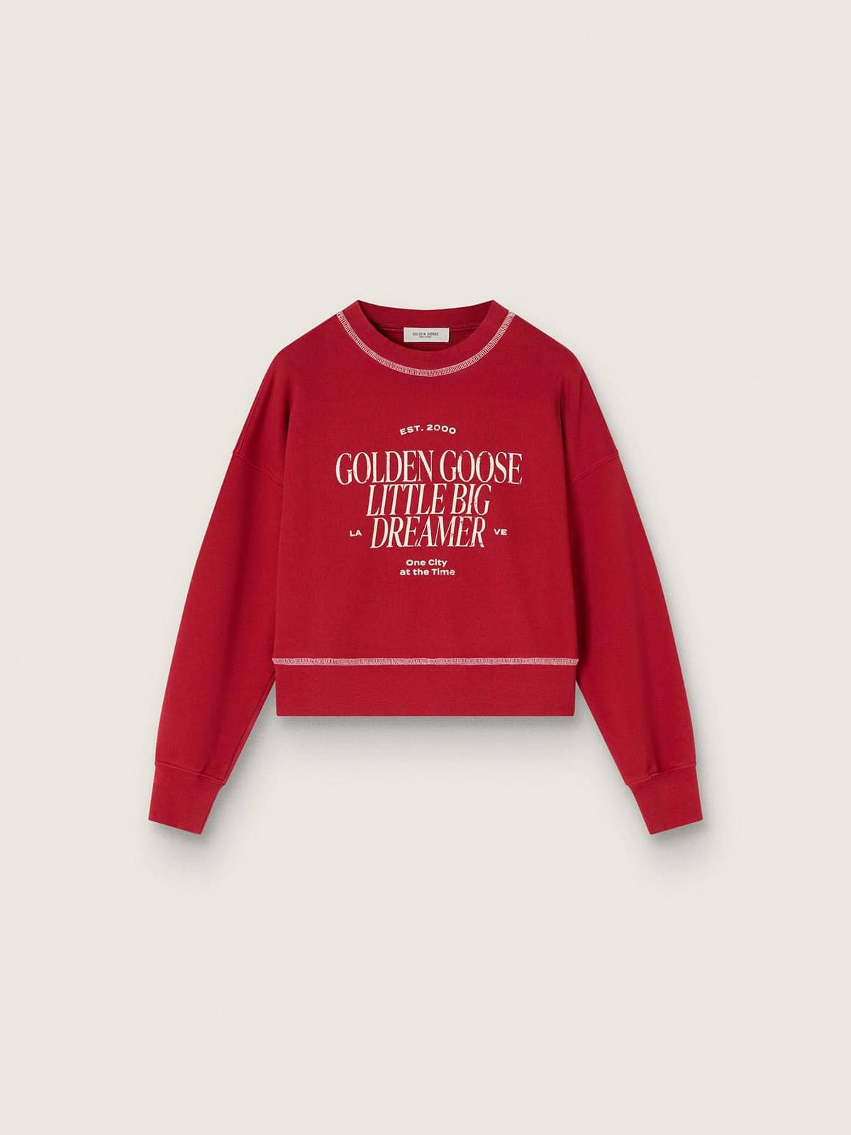 Girls&rsquo; cropped sweatshirt in red cotton with logo