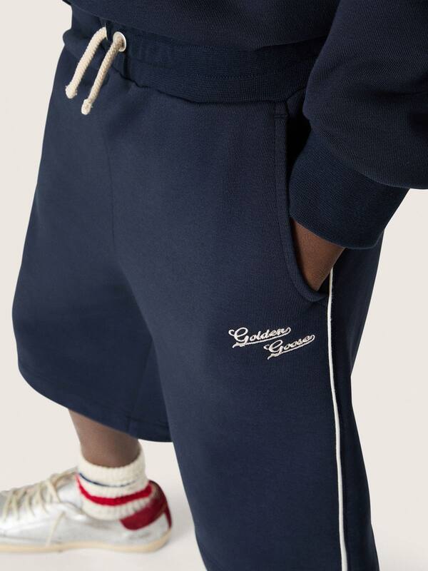 Golden Goose - Kids' shorts in blue cotton with contrasting piping in 