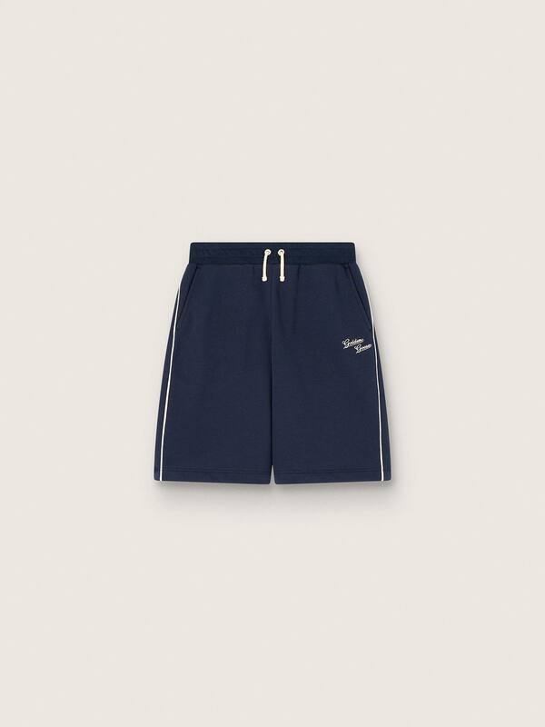 Golden Goose - Kids' shorts in blue cotton with contrasting piping in 