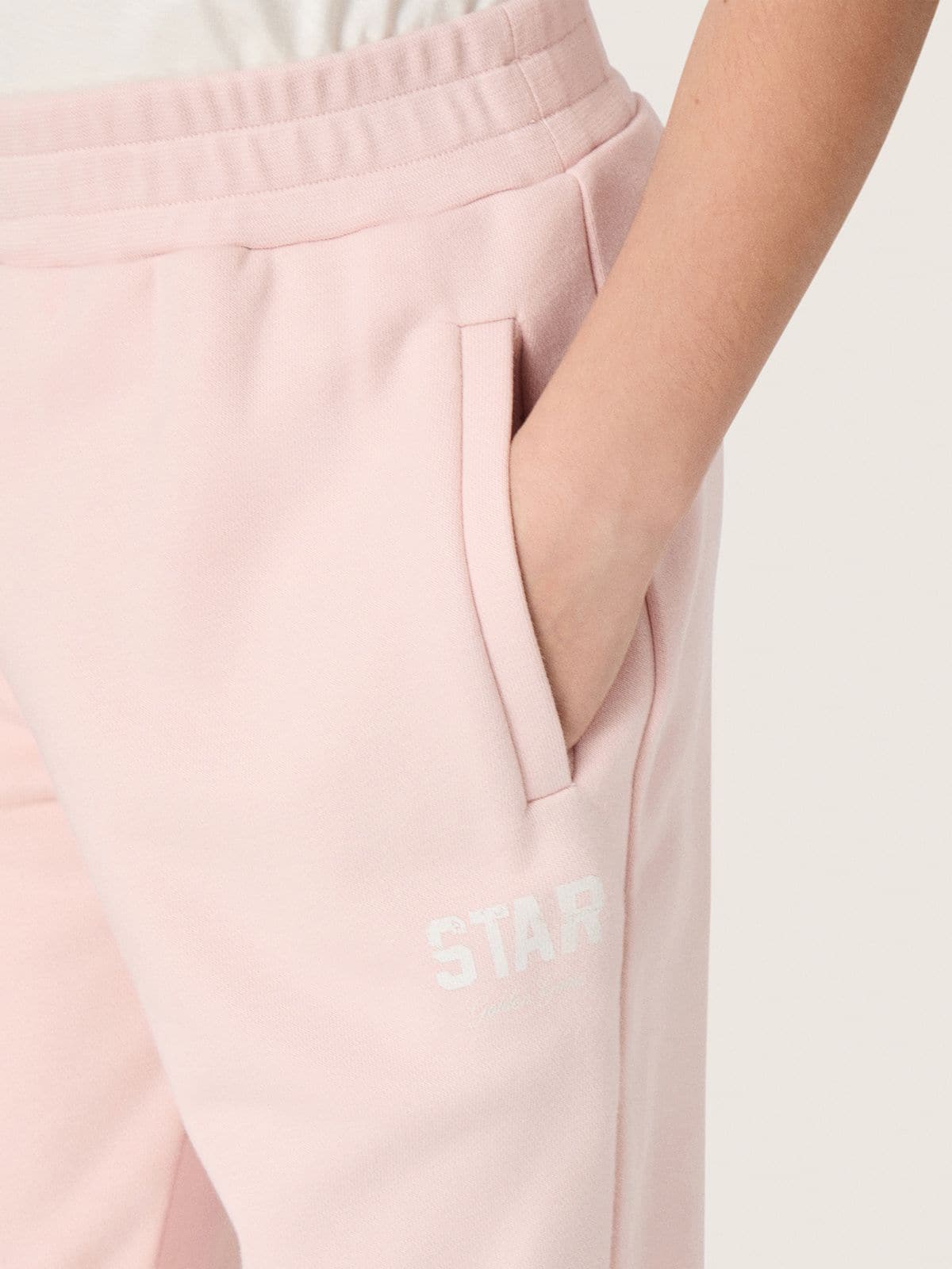 Girls' pink cotton sweatpants with logo